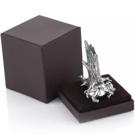 Stand for the handle "Pig under the oak" made of silver